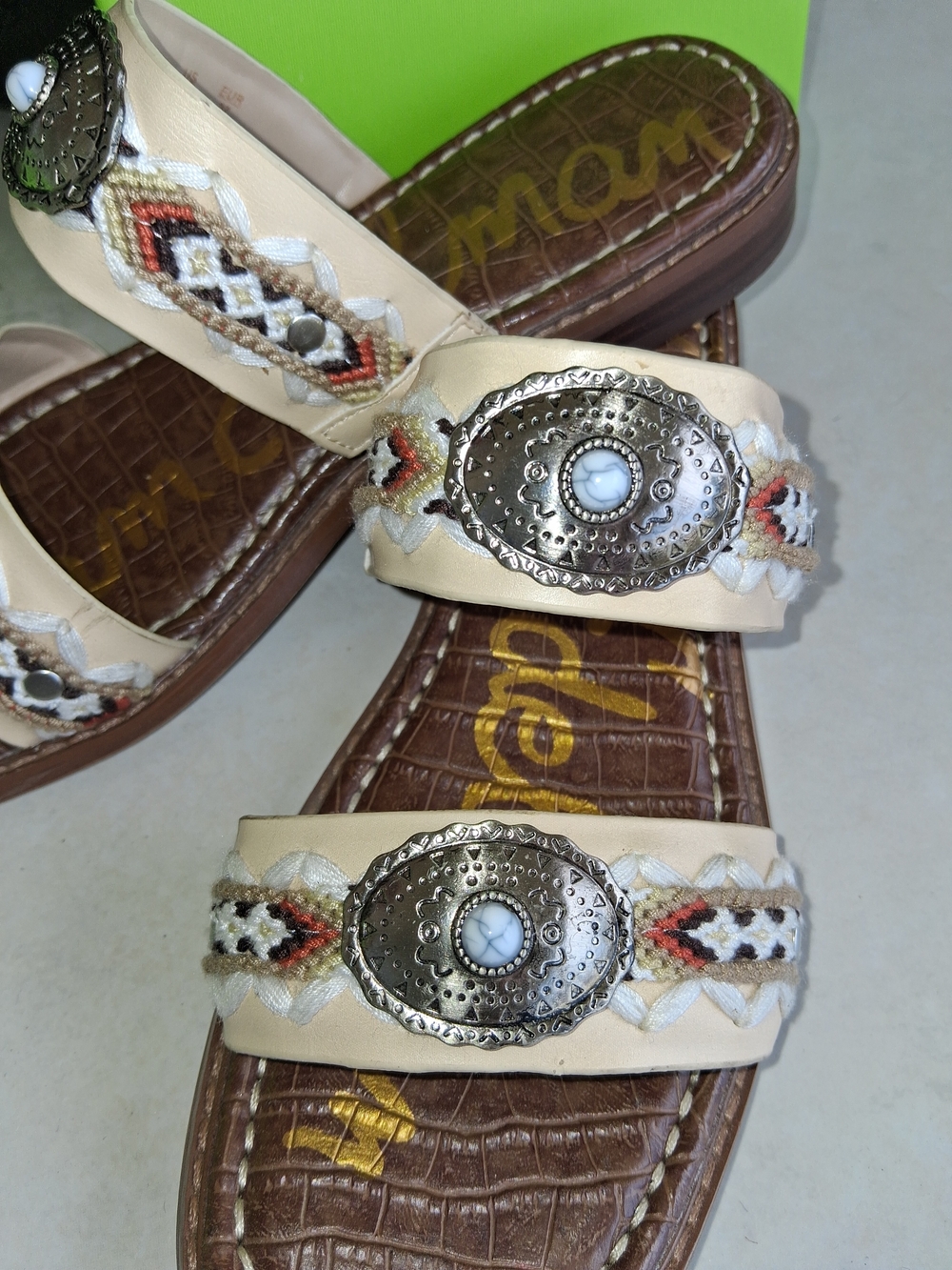 Sam Edelman Beige Braided Concho Slide Sandals - Picture 9 of 11